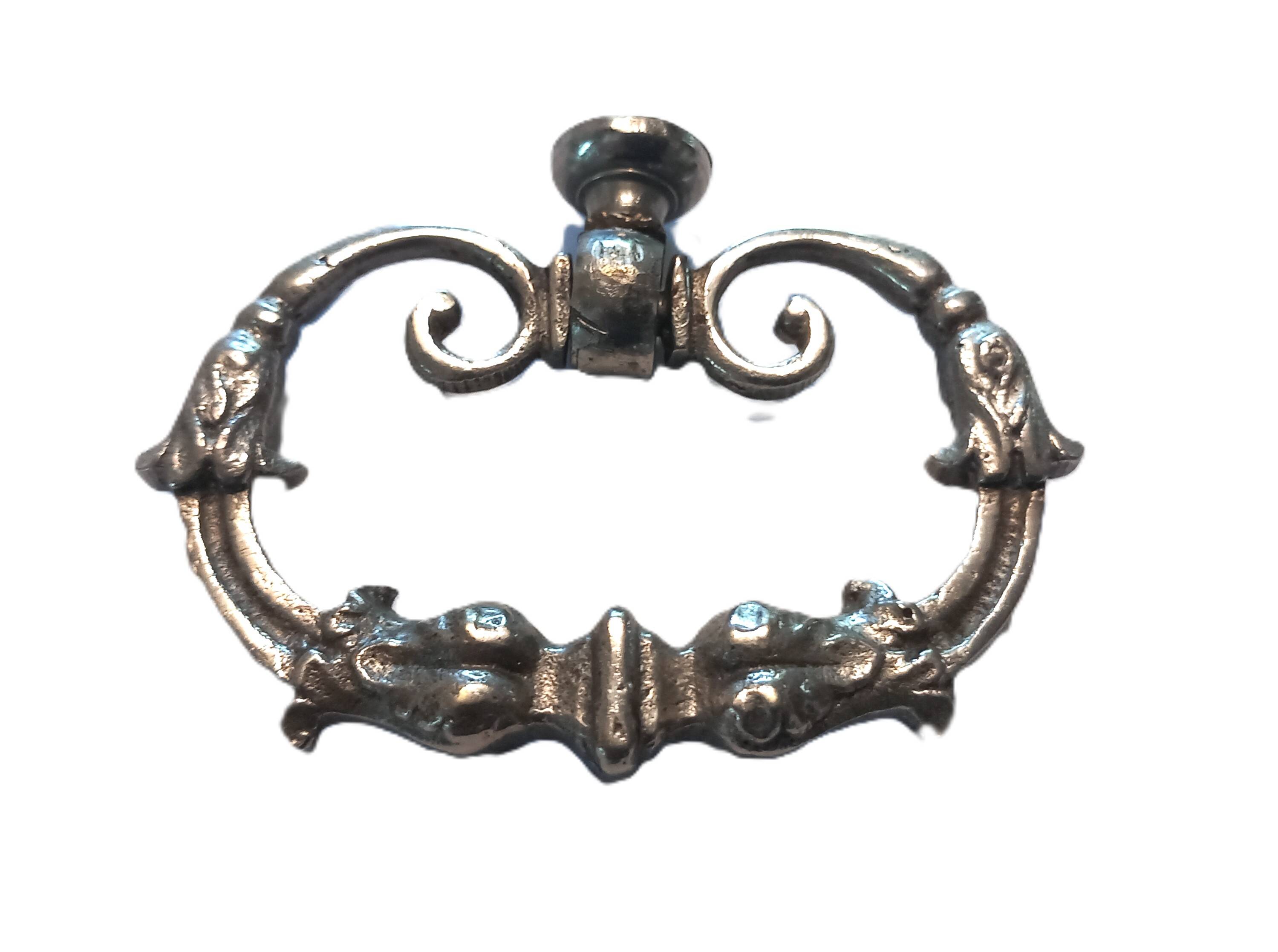 Old silver-plated metal furniture handle