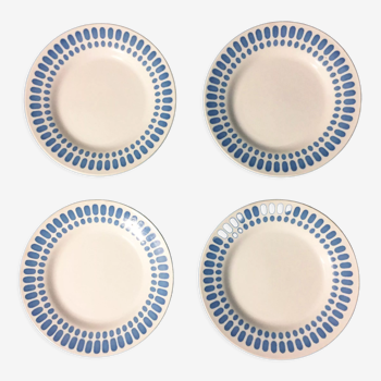 Set of 4 plates Digoin Sarreguemines "Tartan"