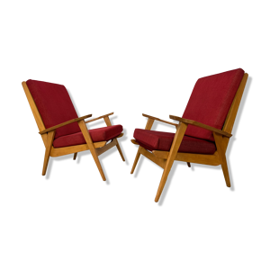 Paire de fauteuils boomerang - velours