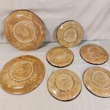 Set of 5 dessert plates and 2 vallauris plates, signed jérôme massier - circa 50/60