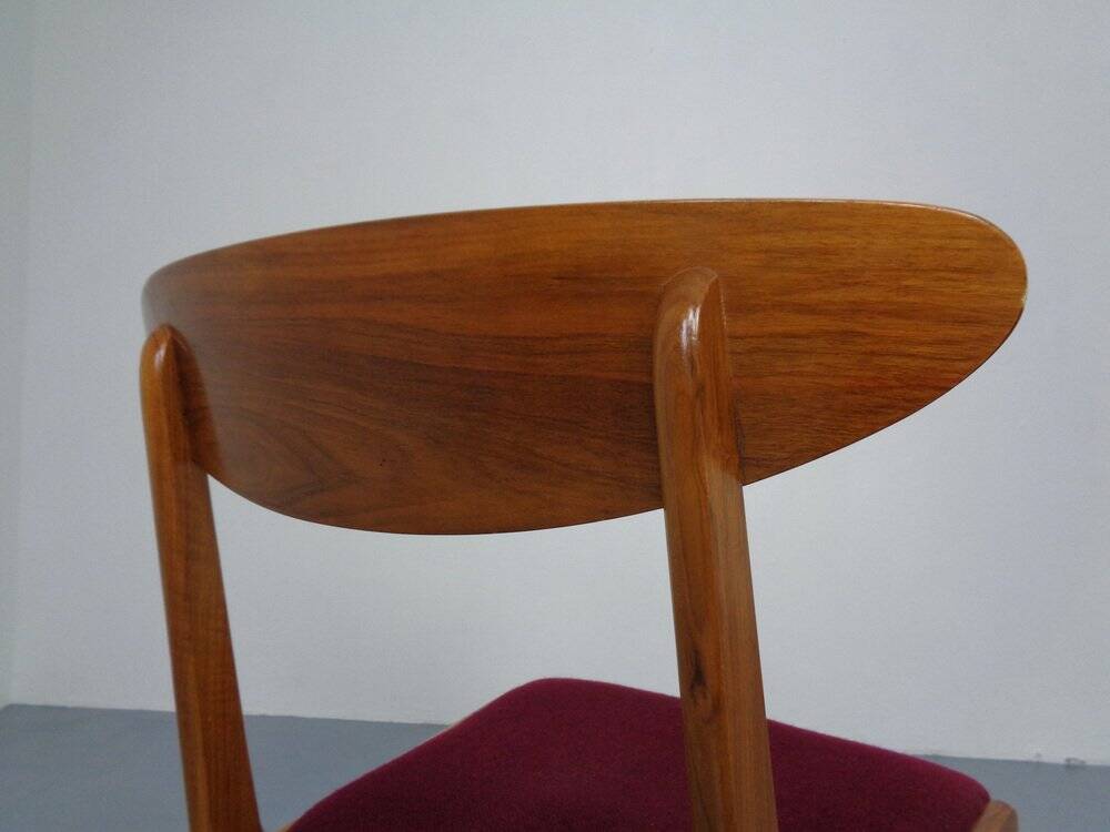Mid-Century Walnut Dining Chairs, 1960s, Set of 4