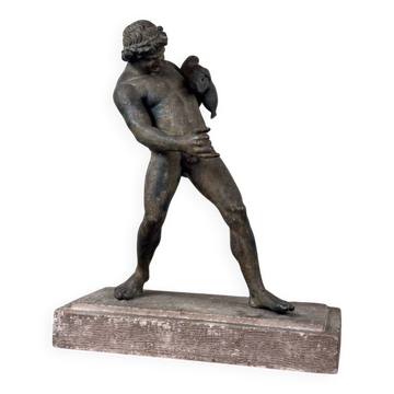 Faune à l’outre, bronze patine Fouille, objet du Grand Tour, XIXème s