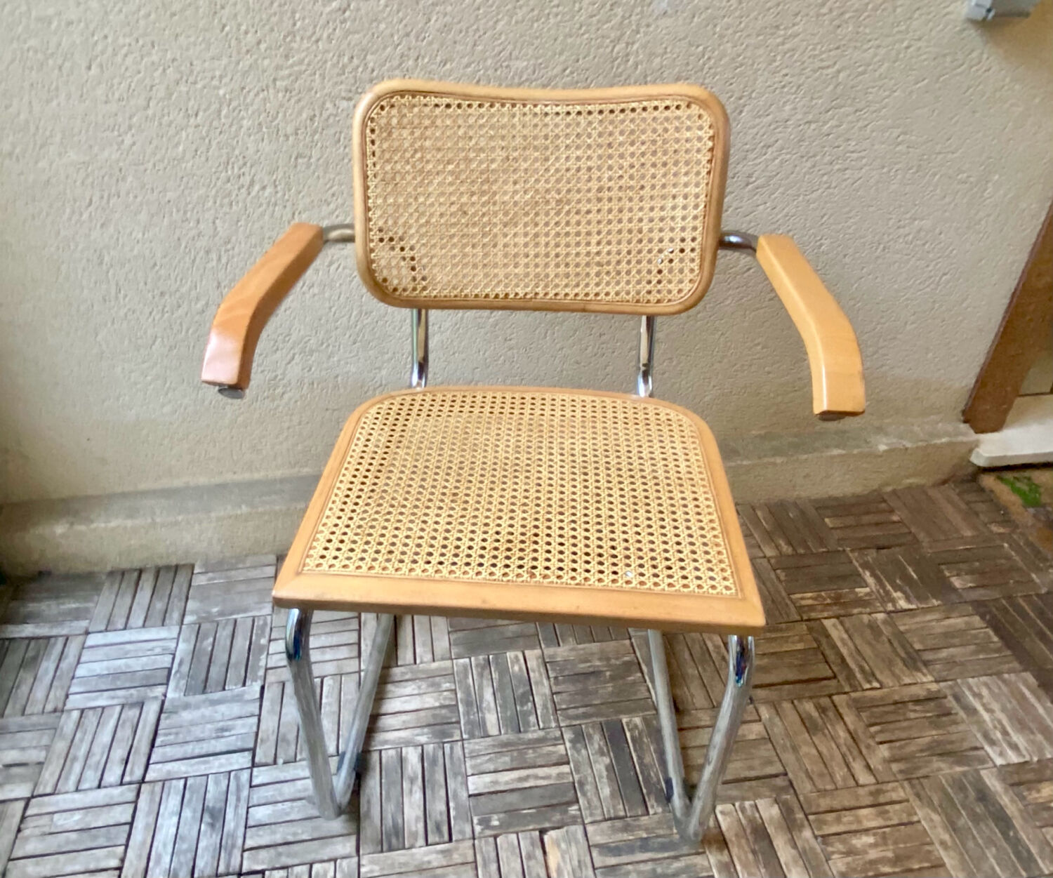 Cesca B64 armchair designed by Marcel Breuer, vintage Italy, 1980s.