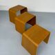 Set of 3 nesting coffee tables in thermoformed wood, 80s design