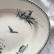 Plat ovale en terre de fer fleurs oiseaux "Malaga" Petrus Regout