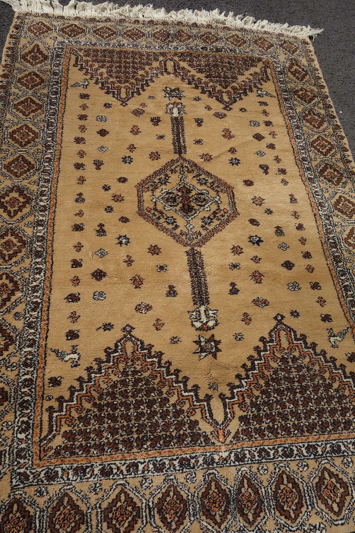 Ancien tapis de fès maroc laine très serrée tissé main