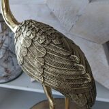 Vintage heron in gilded and solid brass