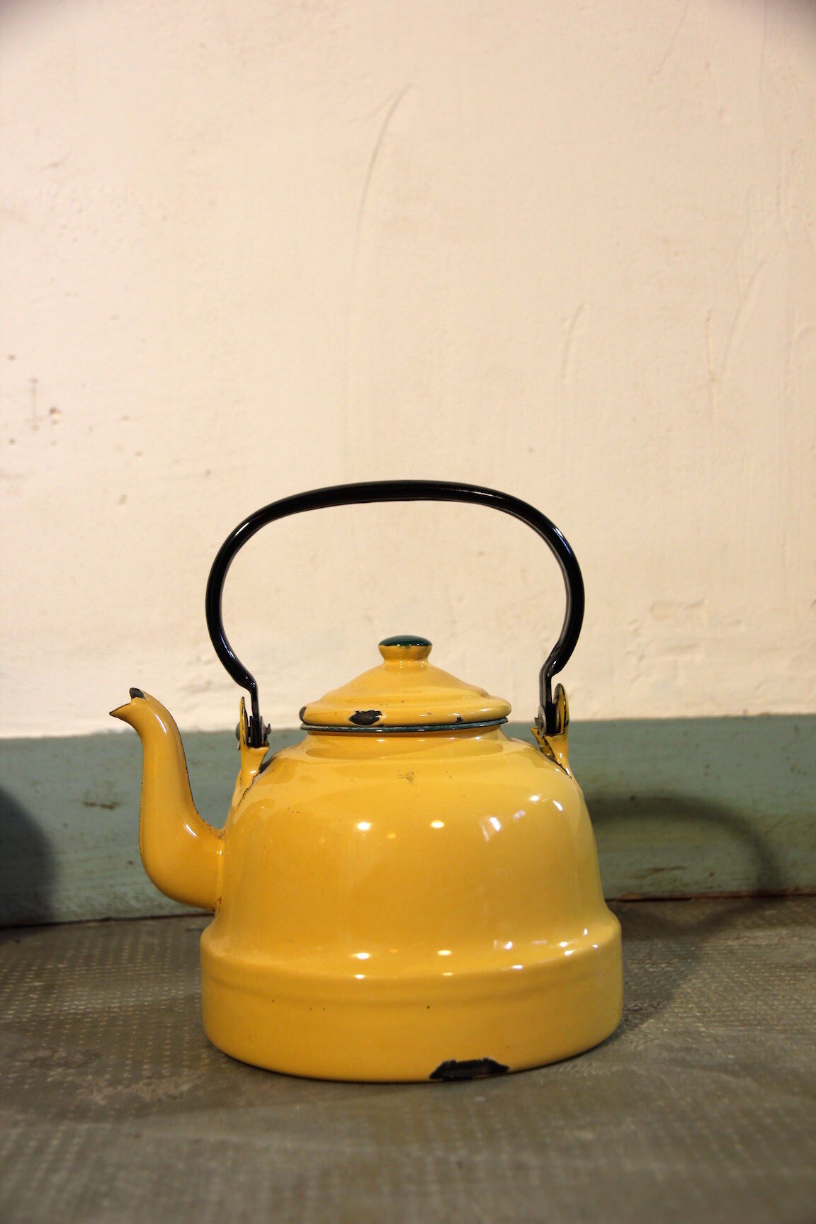 Decorative set of enameled kitchen appliances