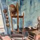 Huile sur toile intérieur d'atelier signée