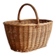 Large vintage woven wicker basket with a central handle.