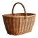 Large vintage woven wicker basket with a central handle.