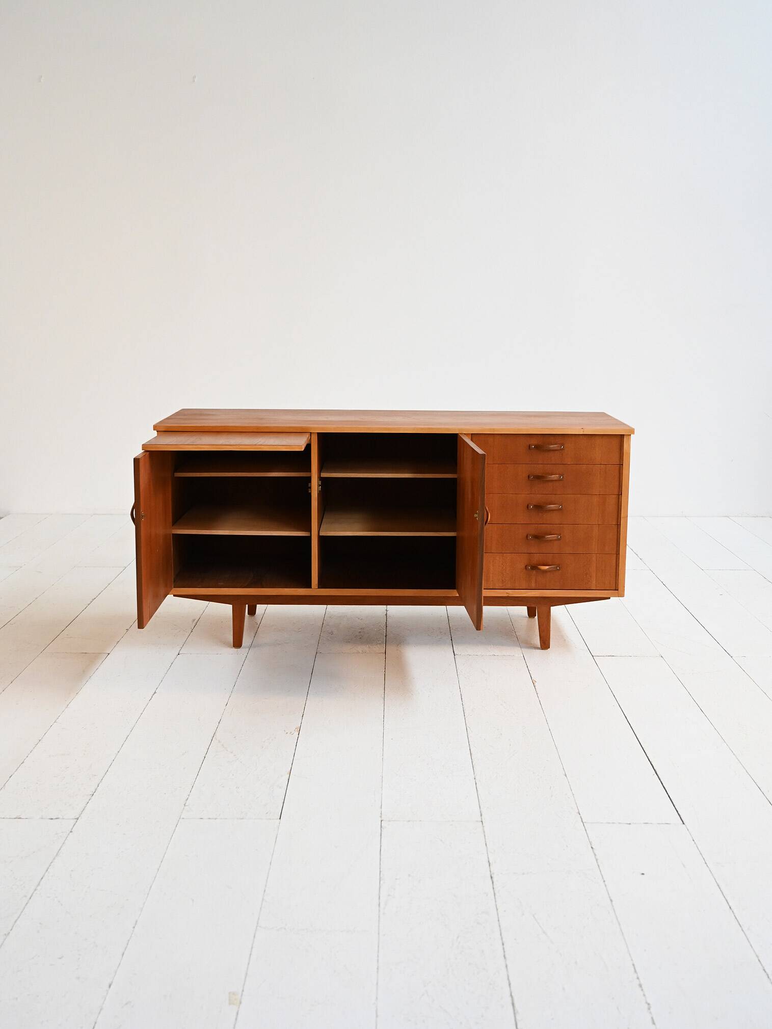 1960s Scandinavian teak sideboard with pull-out top