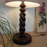 Turned wooden table lamp - vintage