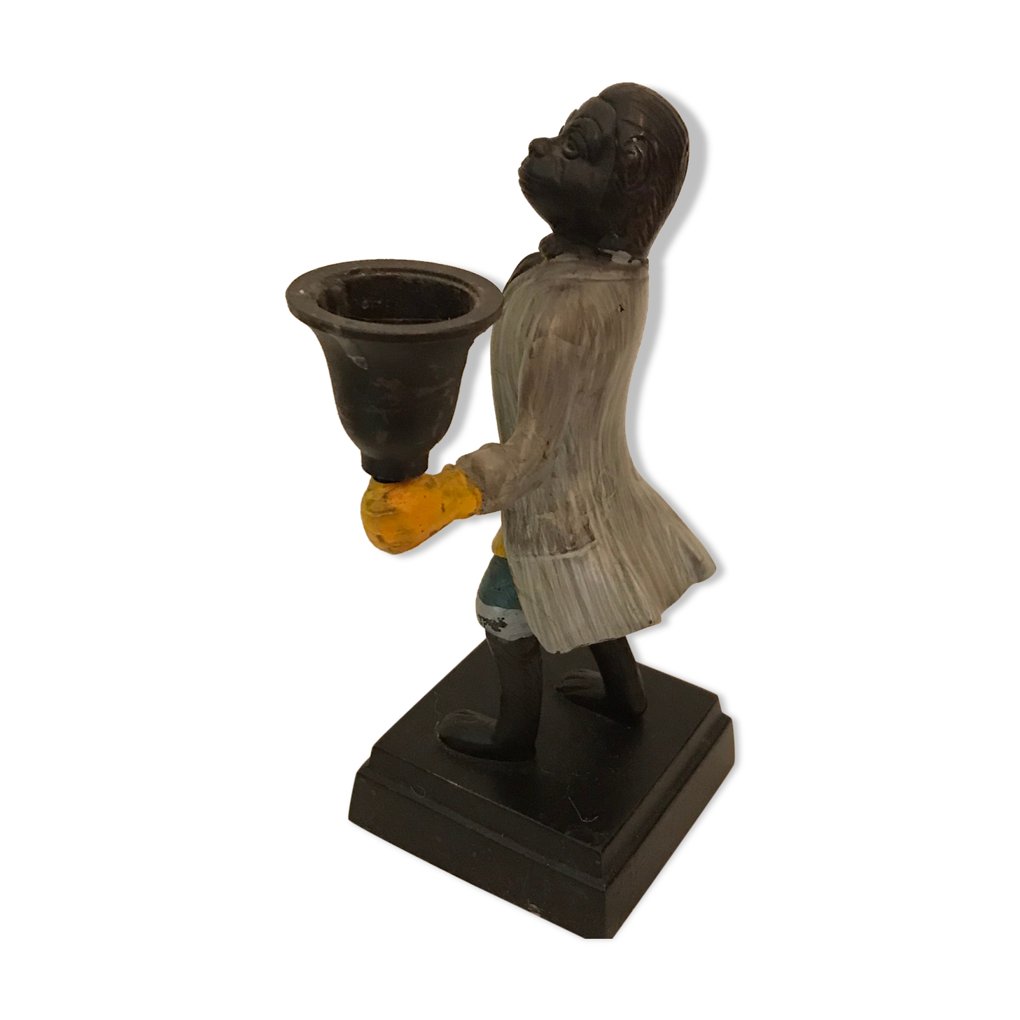 Cast iron servant monkey candle holder