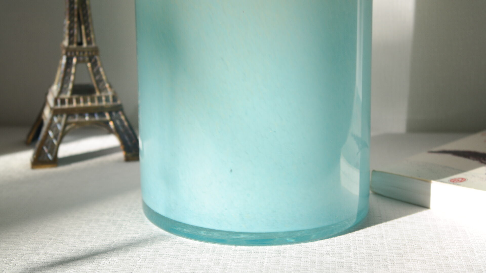 Vintage 70's blue blown glass tubular vase
