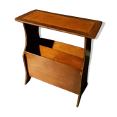 Table porte revues en bois et cuir