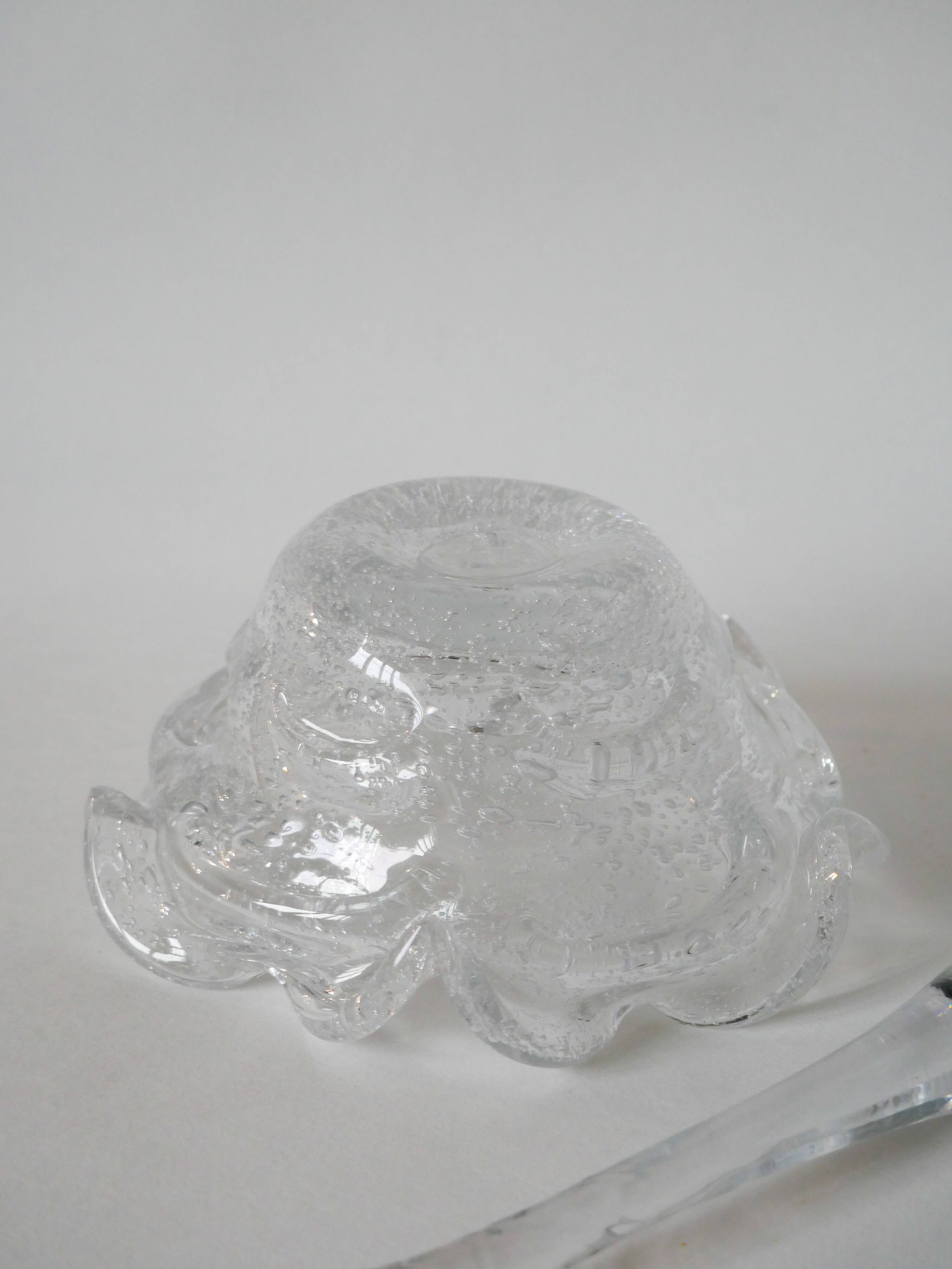 large Biot style bubbled glass mortar with pestle Design 1970