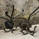 Brutalist pair of wall-mounted coat hooks.