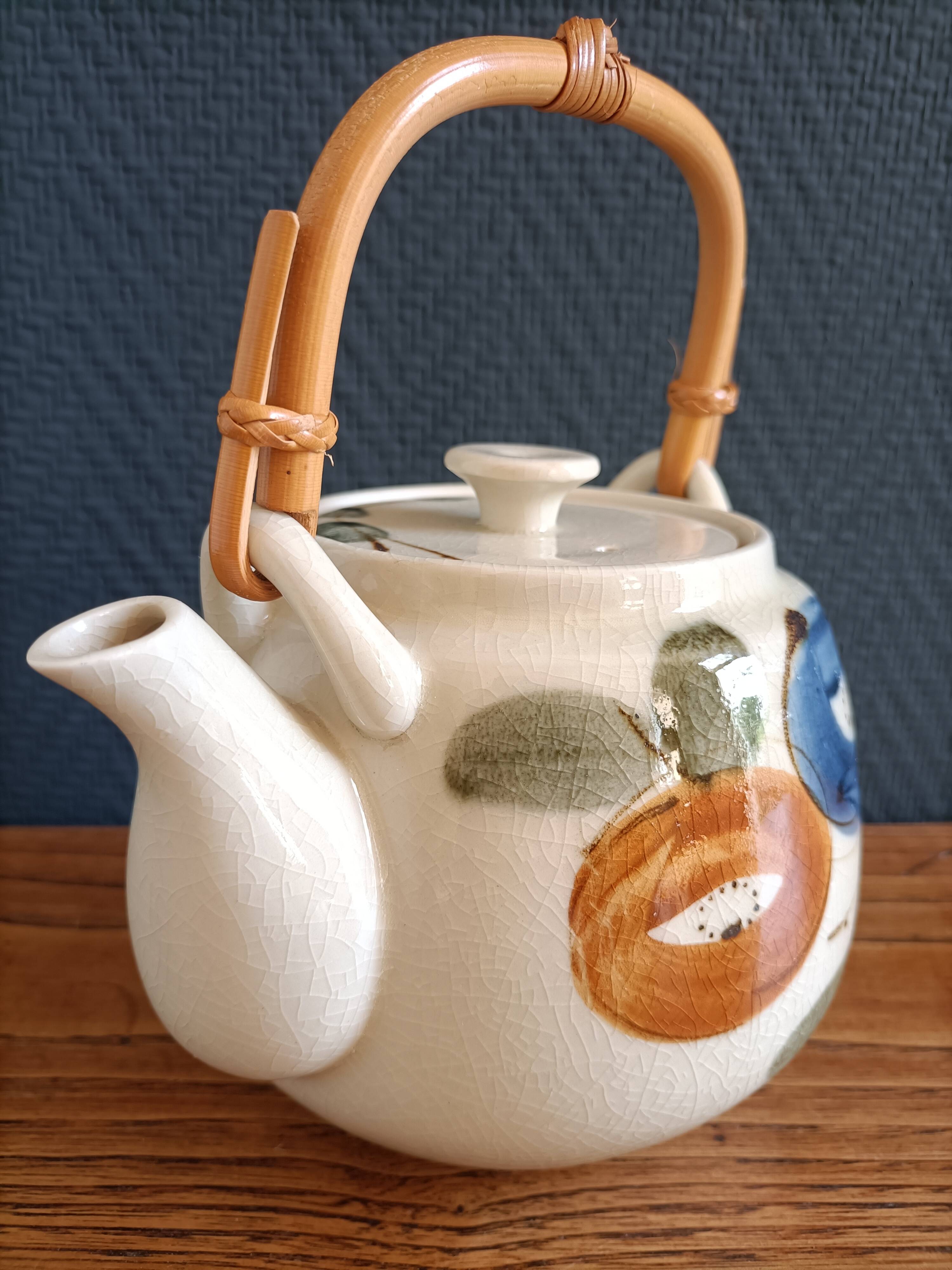 Asian style teapot with bamboo handle