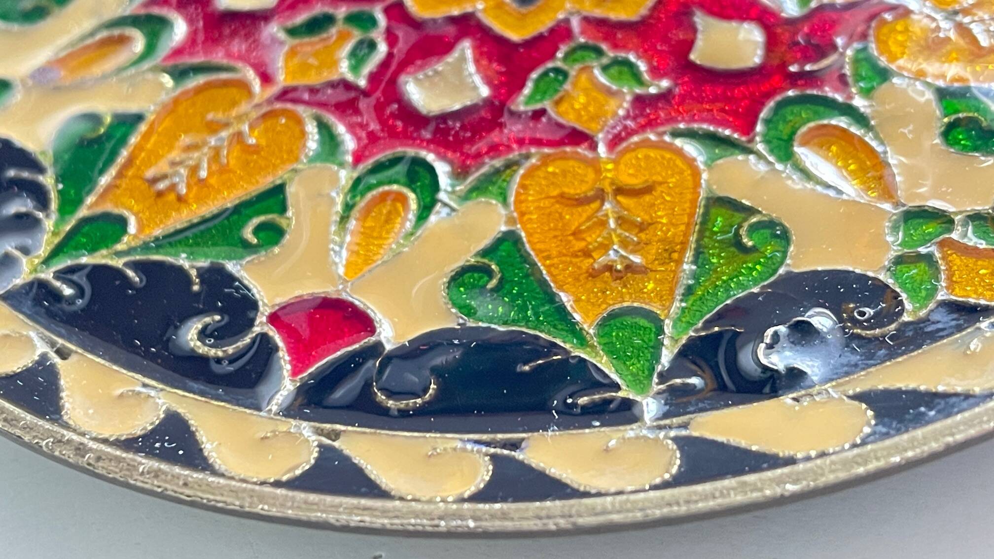 Vintage brass compartment plate