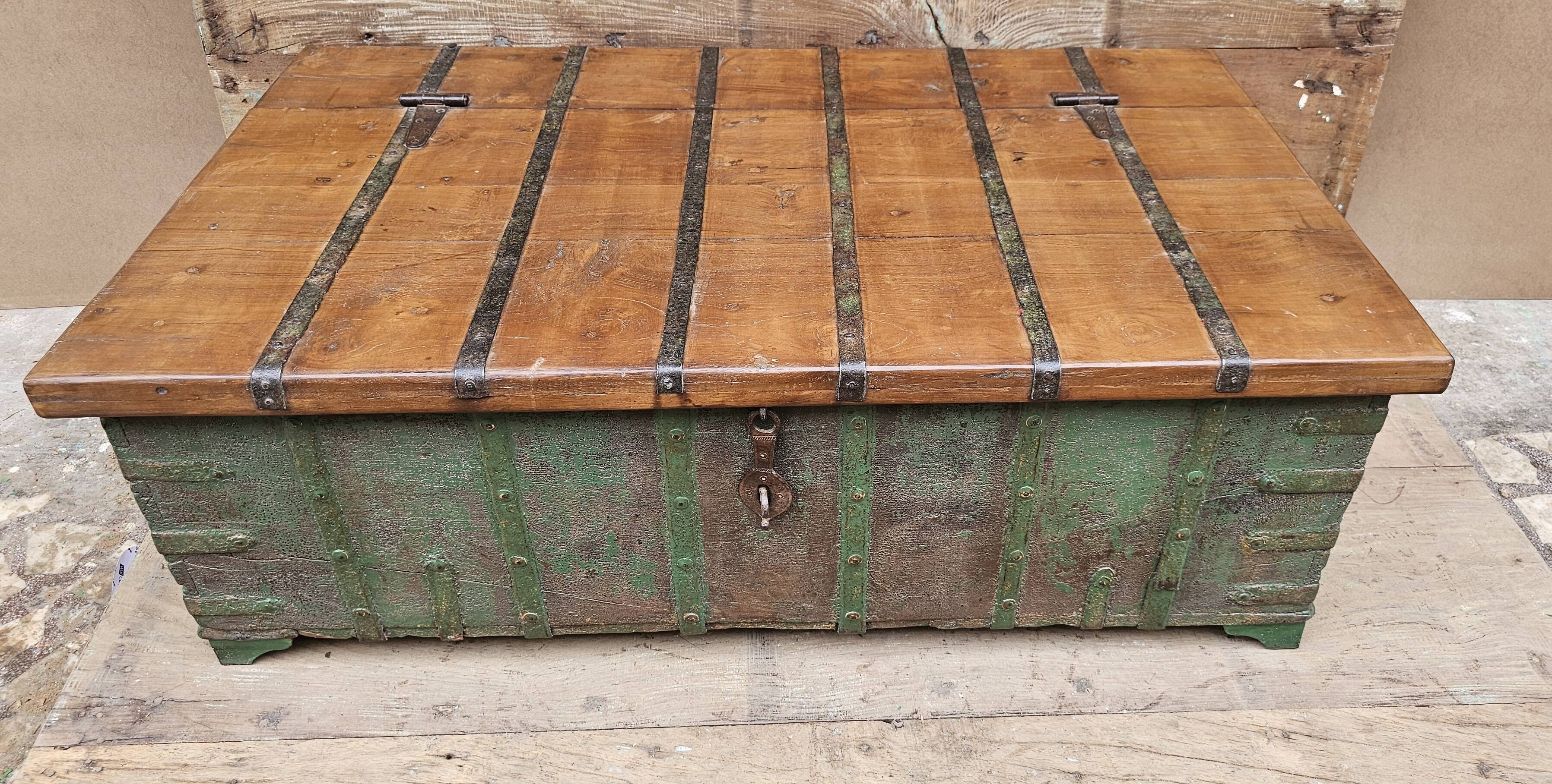 Old coffee table - Burmese teak chest