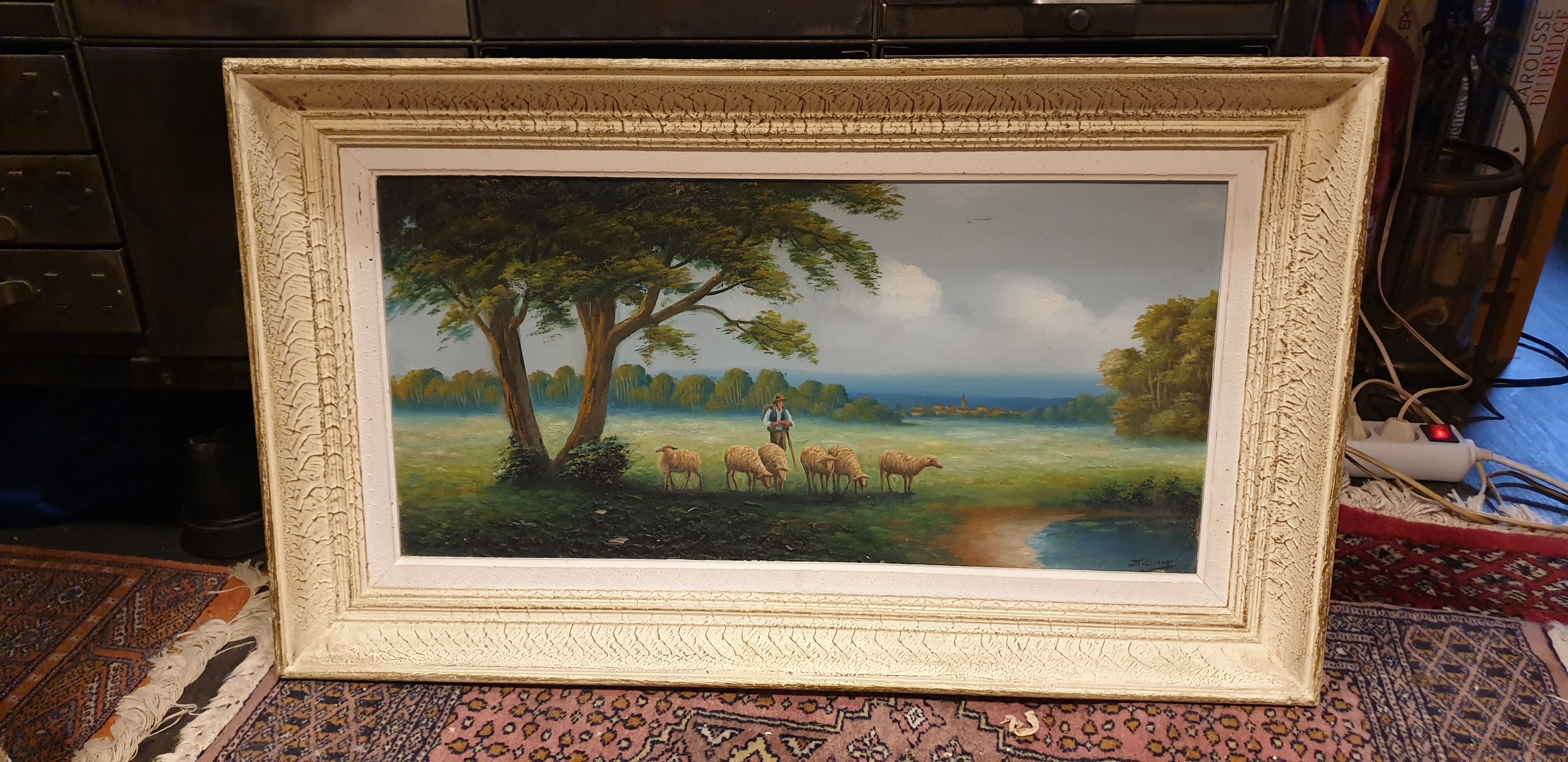 Pastoral painting oil on panel