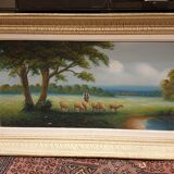 Pastoral painting oil on panel