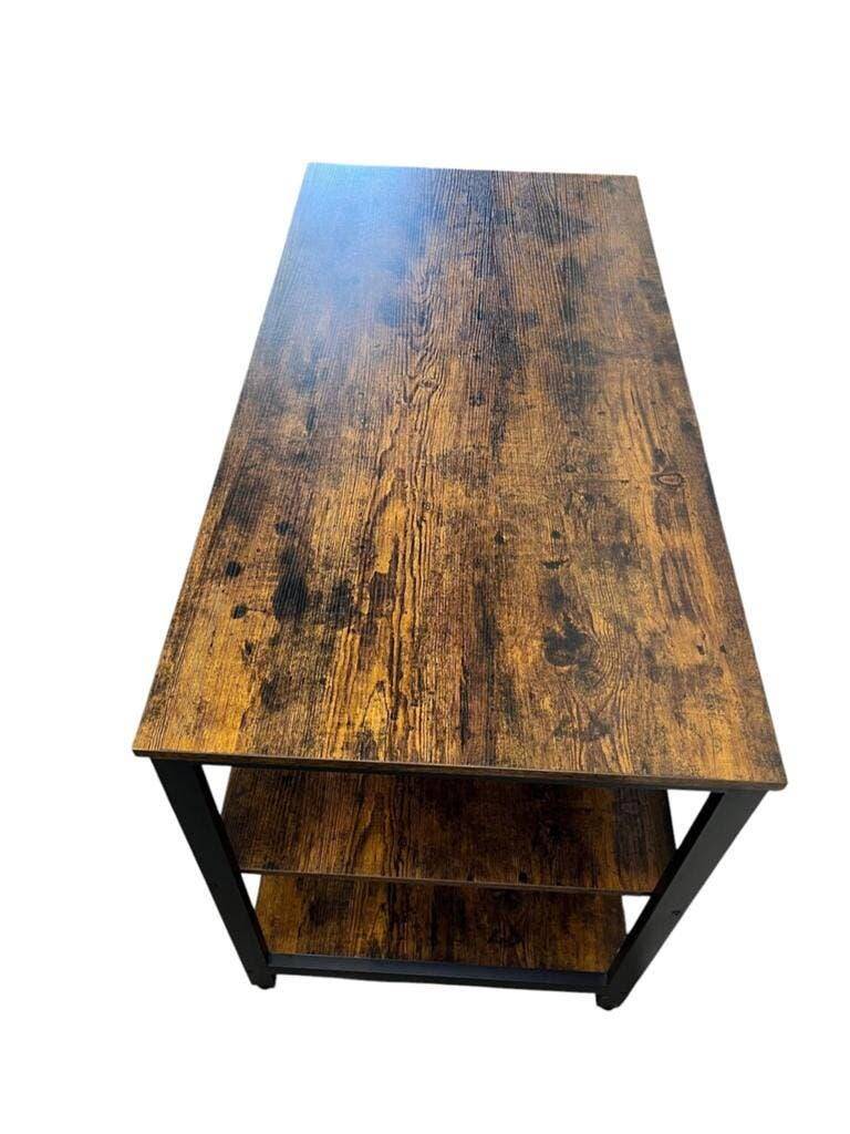 Vintage wooden console / desk with black frame