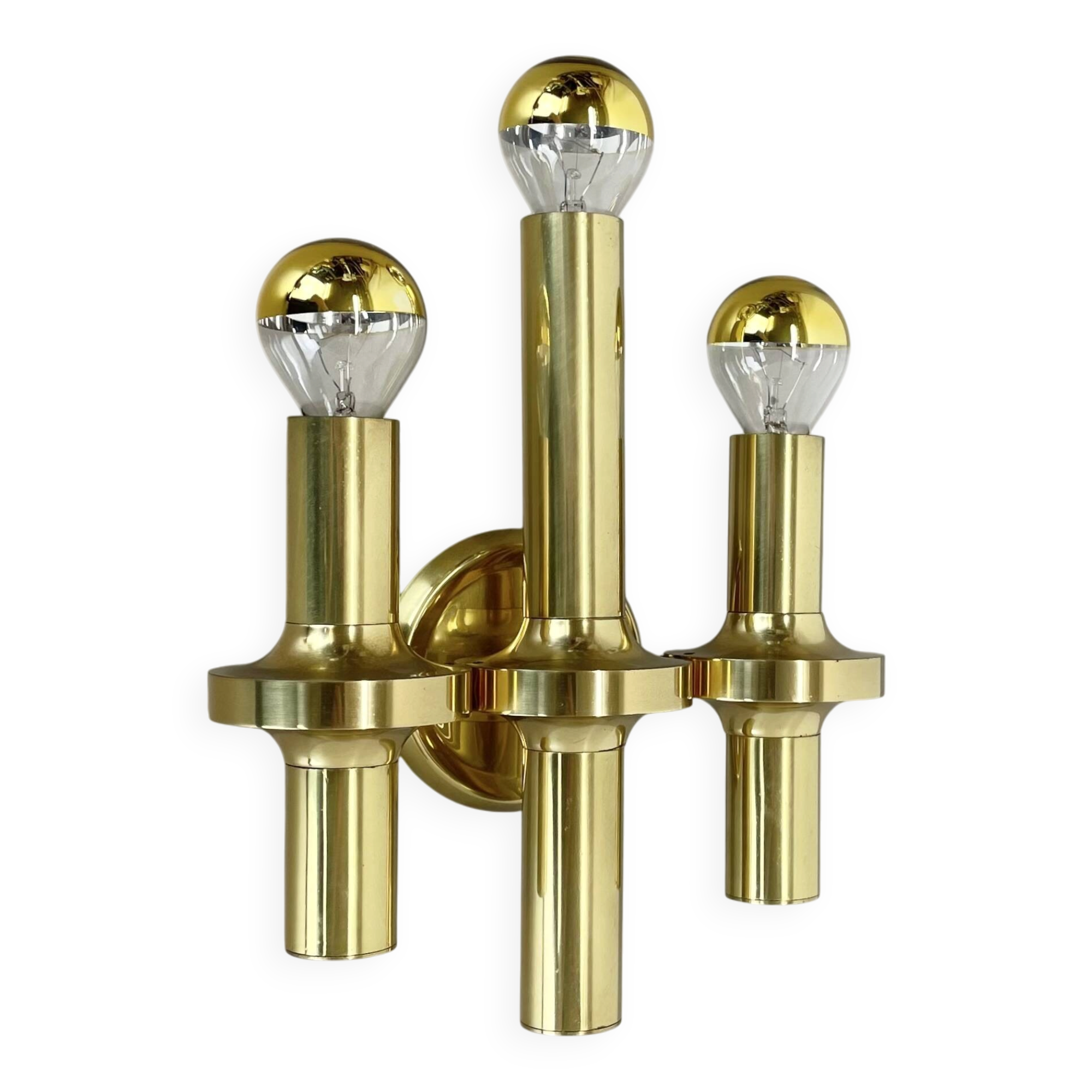rare Brass tube "TORCH" Wall Light sconce by GAETANO SCIOLARI, Italy 1970s