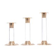 Ensemble vintage de bougeoirs en laiton et en lucite, années 1970.