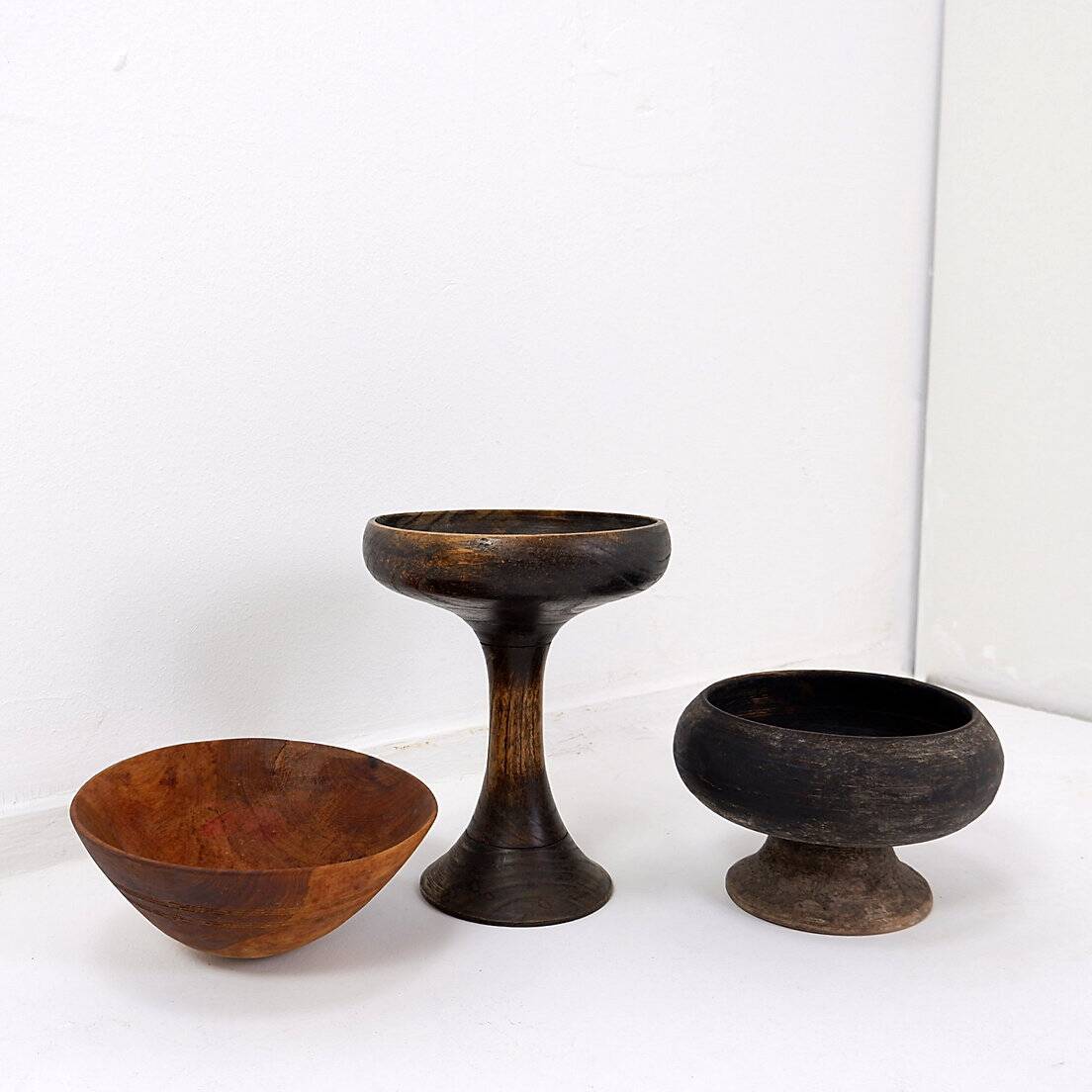 3 African wooden cups