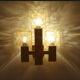 Wall lamp vintage kalmar austria, brass & glass, 70s