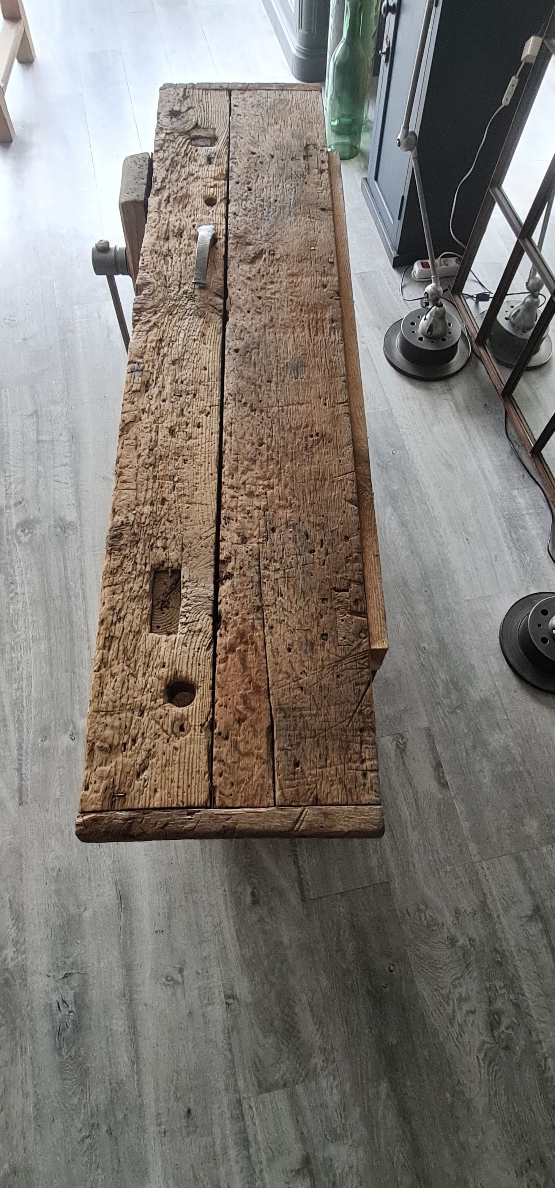 Old workbench furniture by trade four drawers and a door