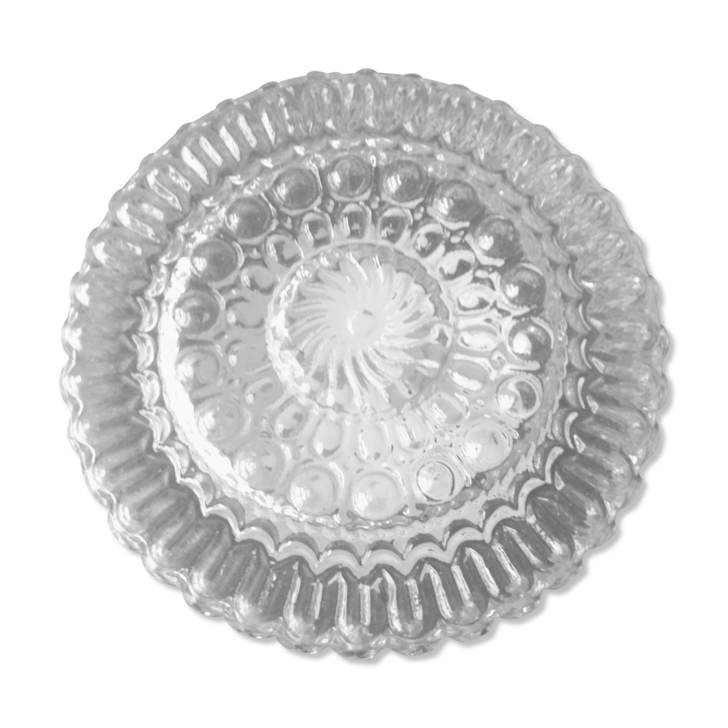 Plafonnier rond en verre bullé années 60-70
