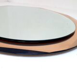 Vintage Antonio Lupi Luxor Crystal Art Mirror in Pink Copper 1950