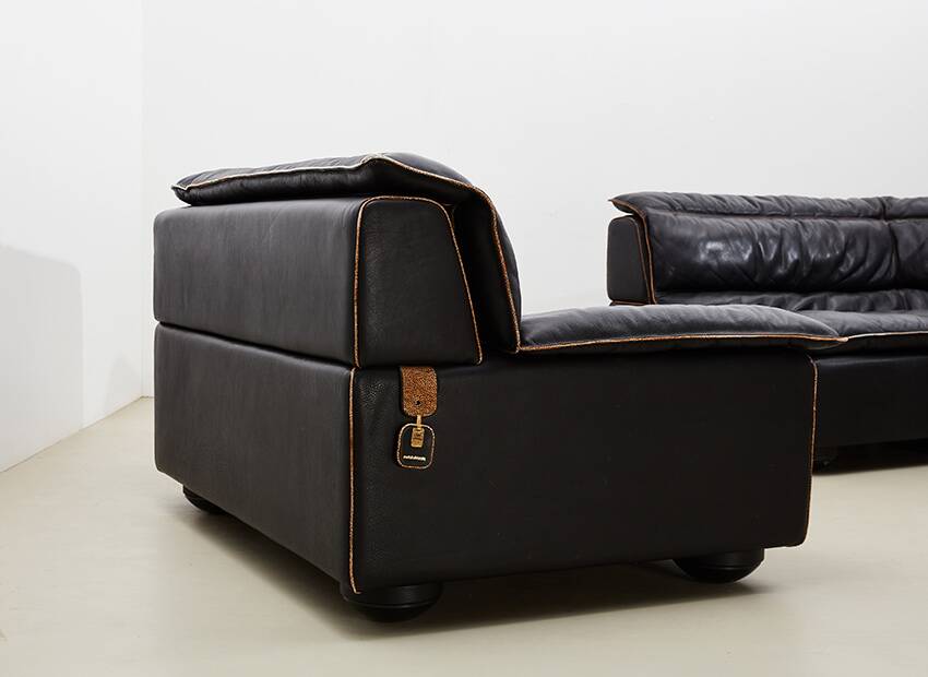Carlo Bartoli Leather Sofa Bogo Series for Rossi di Albizzate Italy 1970s
