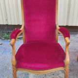 Pair of red velvet voltaire armchairs