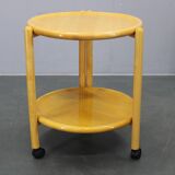 Jens Quistgaard Danish birch 2-tier round trolley Lazy Susan, 1970s