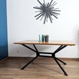 Table extensible en bois et métal, années 80
