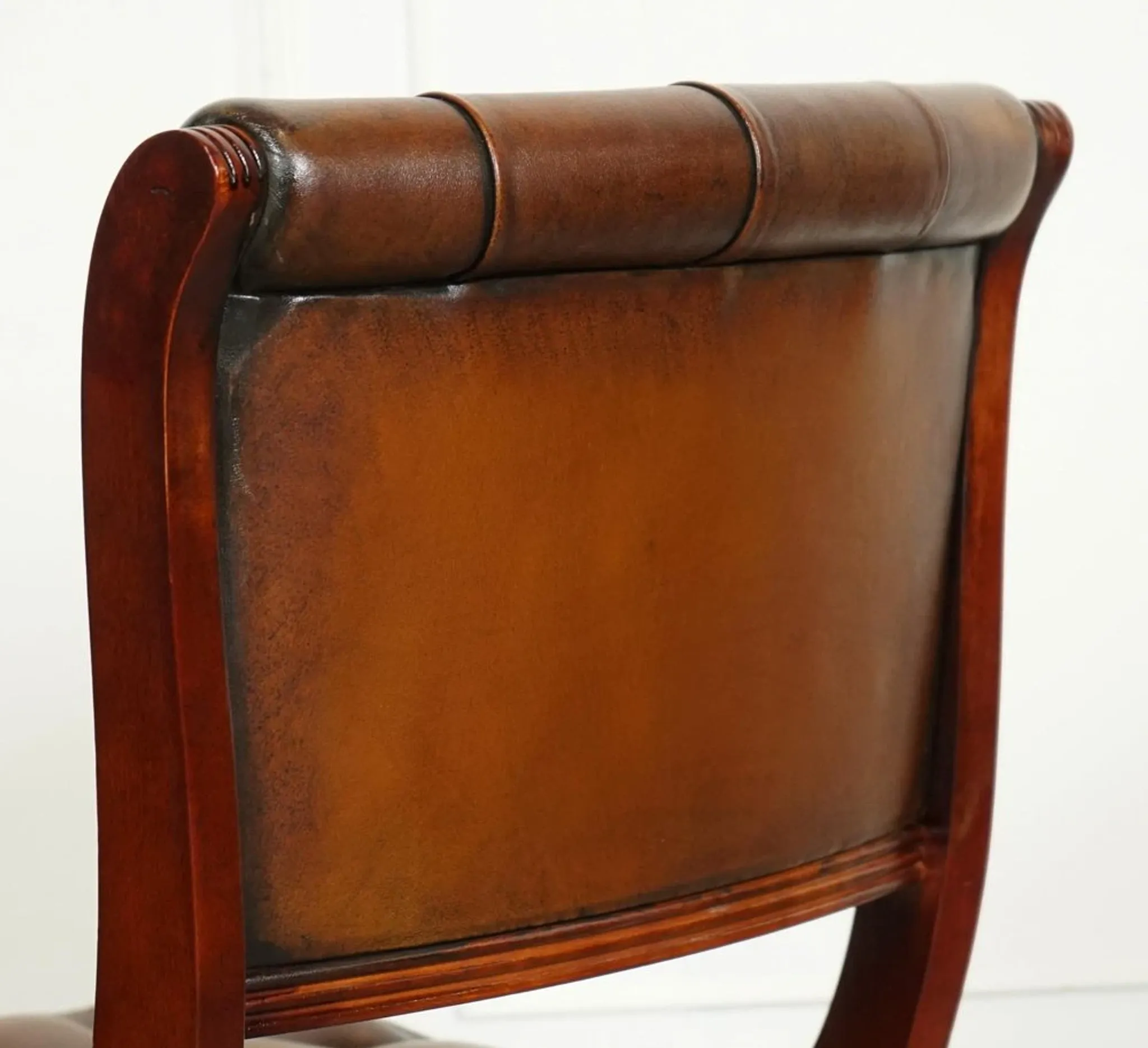 Chesterfield Leather Dining Chairs, Set of 6