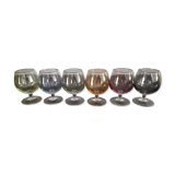 6 anciens verres à liqueur colorés vintage