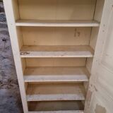 Antique French pine wardrobe with original white paint, circa 1900–1920.