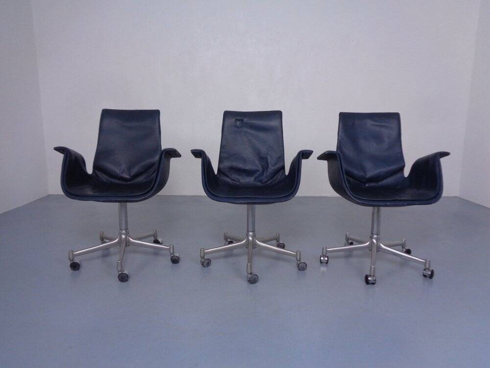 Model 6727 Bird Chairs by Preben Fabricius & Jørgen Kastholm for Kill International, 1960s, Set of 3