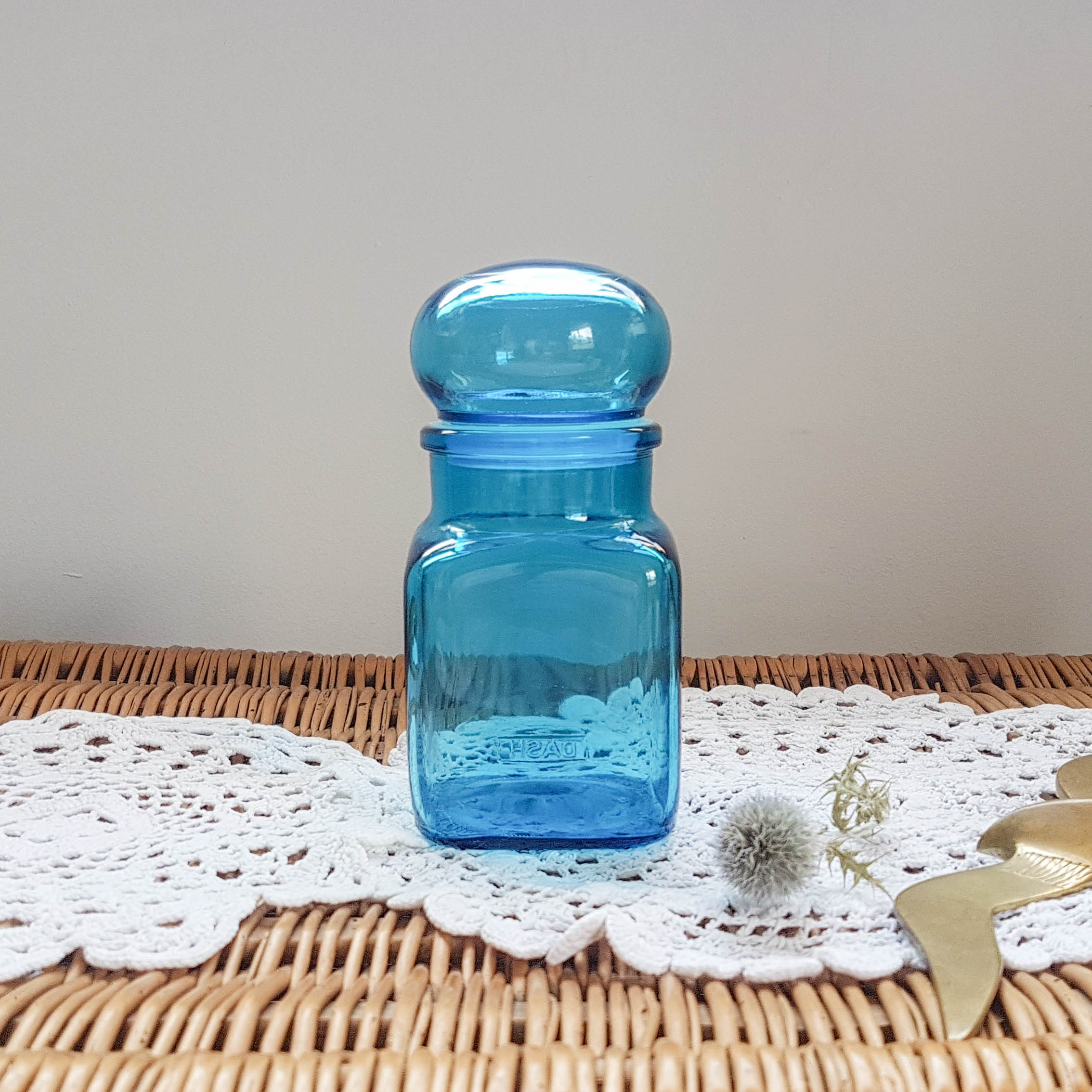 Flacon bleu dash bocal en verre flacon apothicaire
