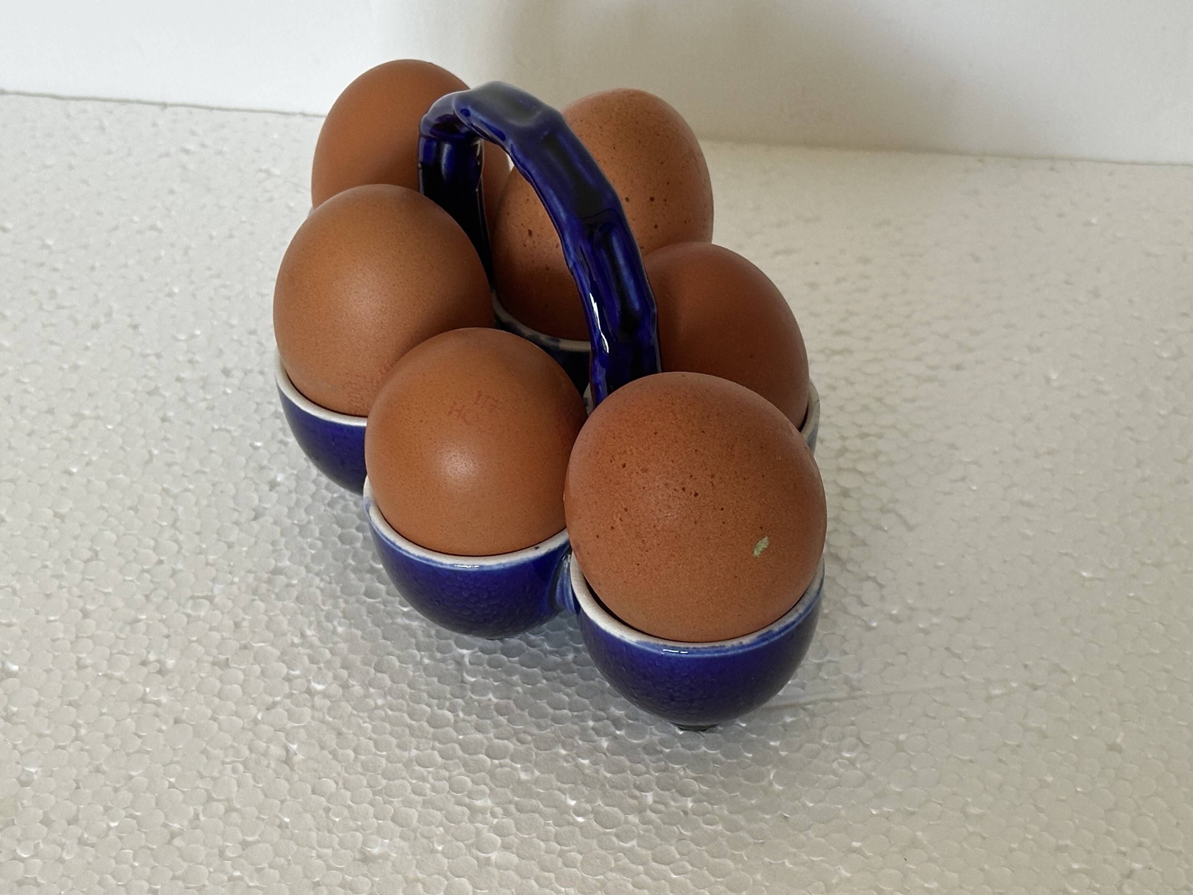 Cobalt Blue Egg Cup Service in earthenware by Georges Dreyfus workshop circa 1900
