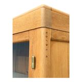 Parisian glass cabinet in solid raw oak, 1950