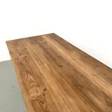 Large refectory table in solid pine and beech, with an X-shaped base.