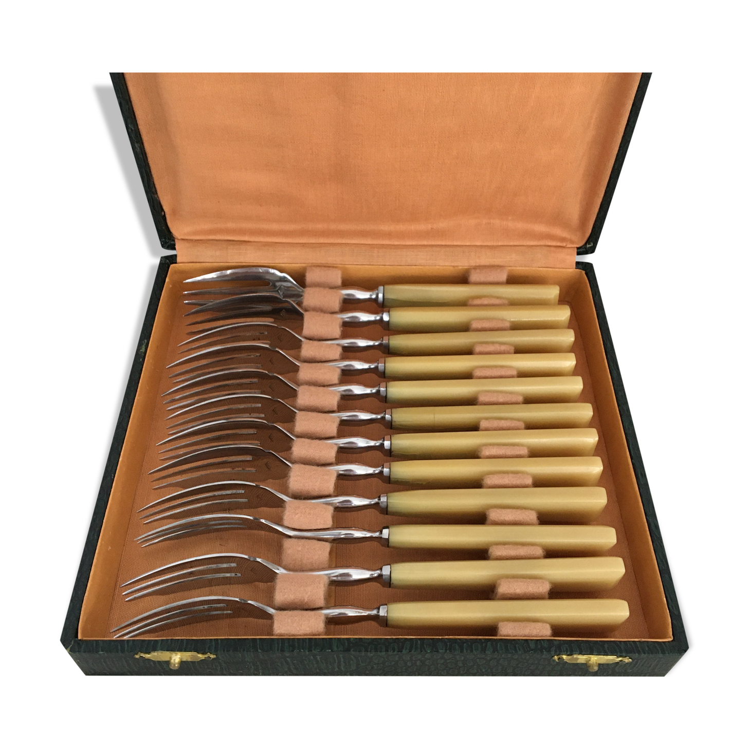 Set 12 dessert forks in their box