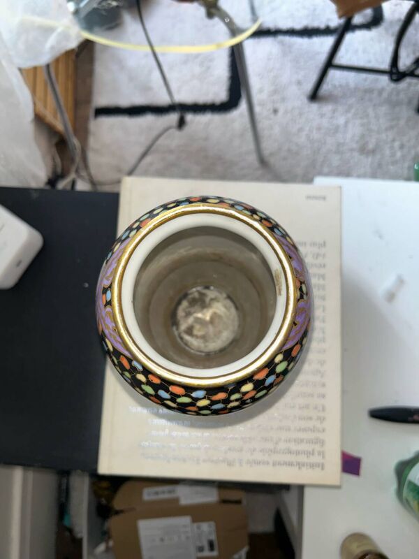 Vase ancien porcelaine de Limoges – décor polychrome et dorures – débu