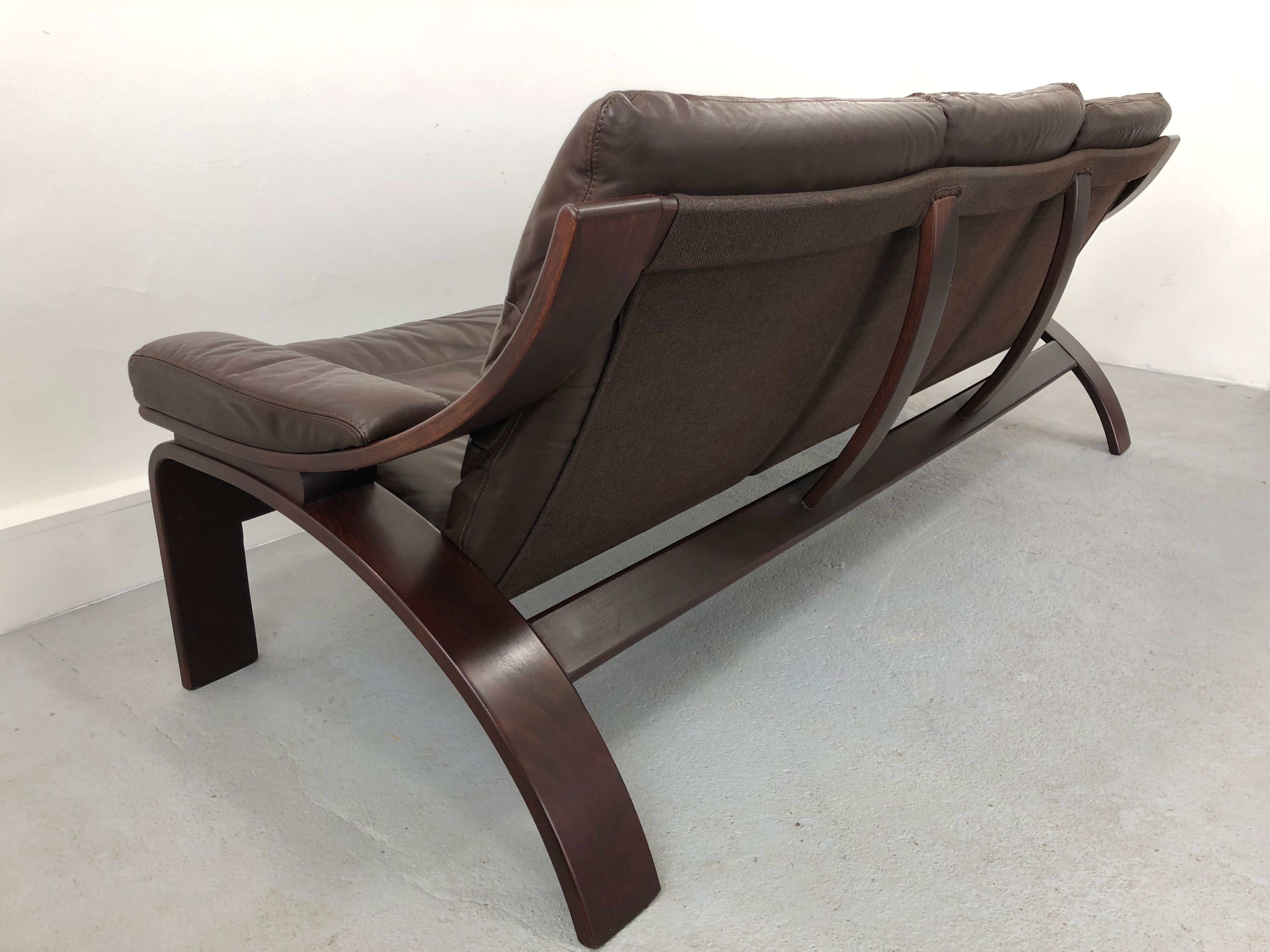 Leather Sofa, Sweden, 1970s
